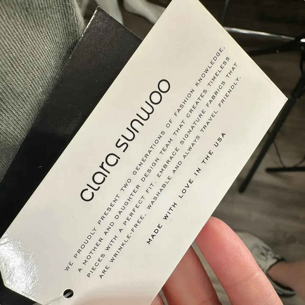 Clara Sun Woo Tunic Top Womens Sz Medium Green Knit Long Sleeve Tee Cotton Modal - Picture 7 of 8